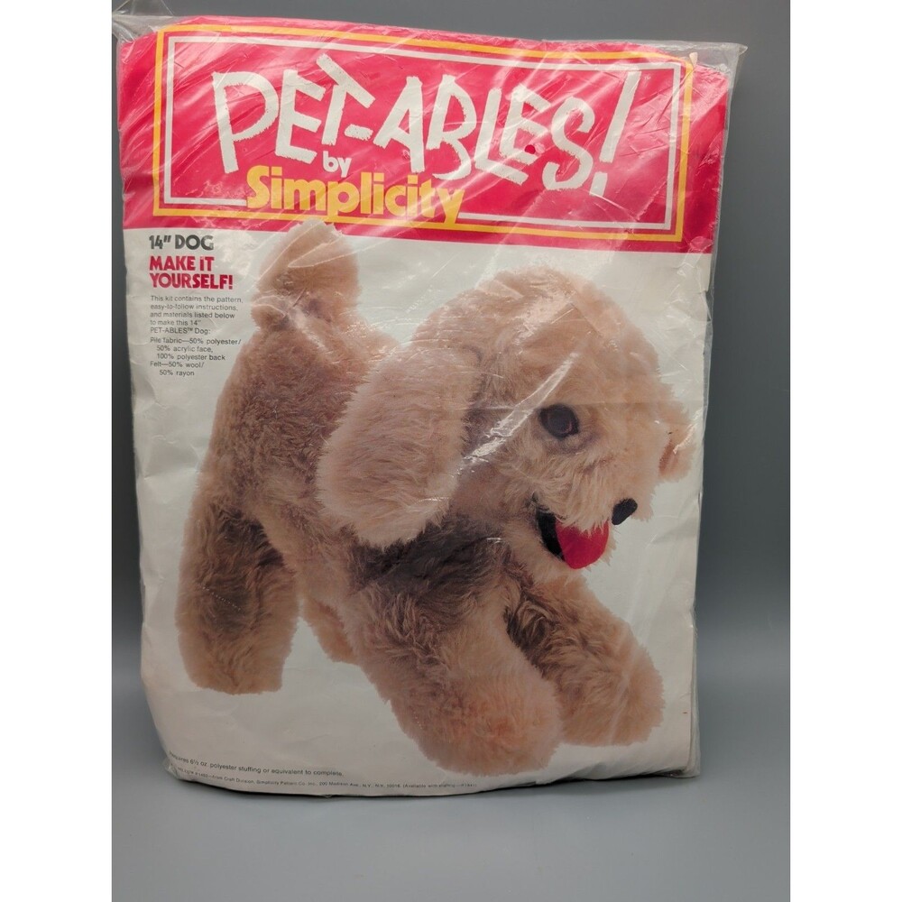 Vtg Pet-ables 14" Dog Kit Pattern DIY New